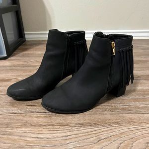 Women’s Black Fringe Booties, 11
